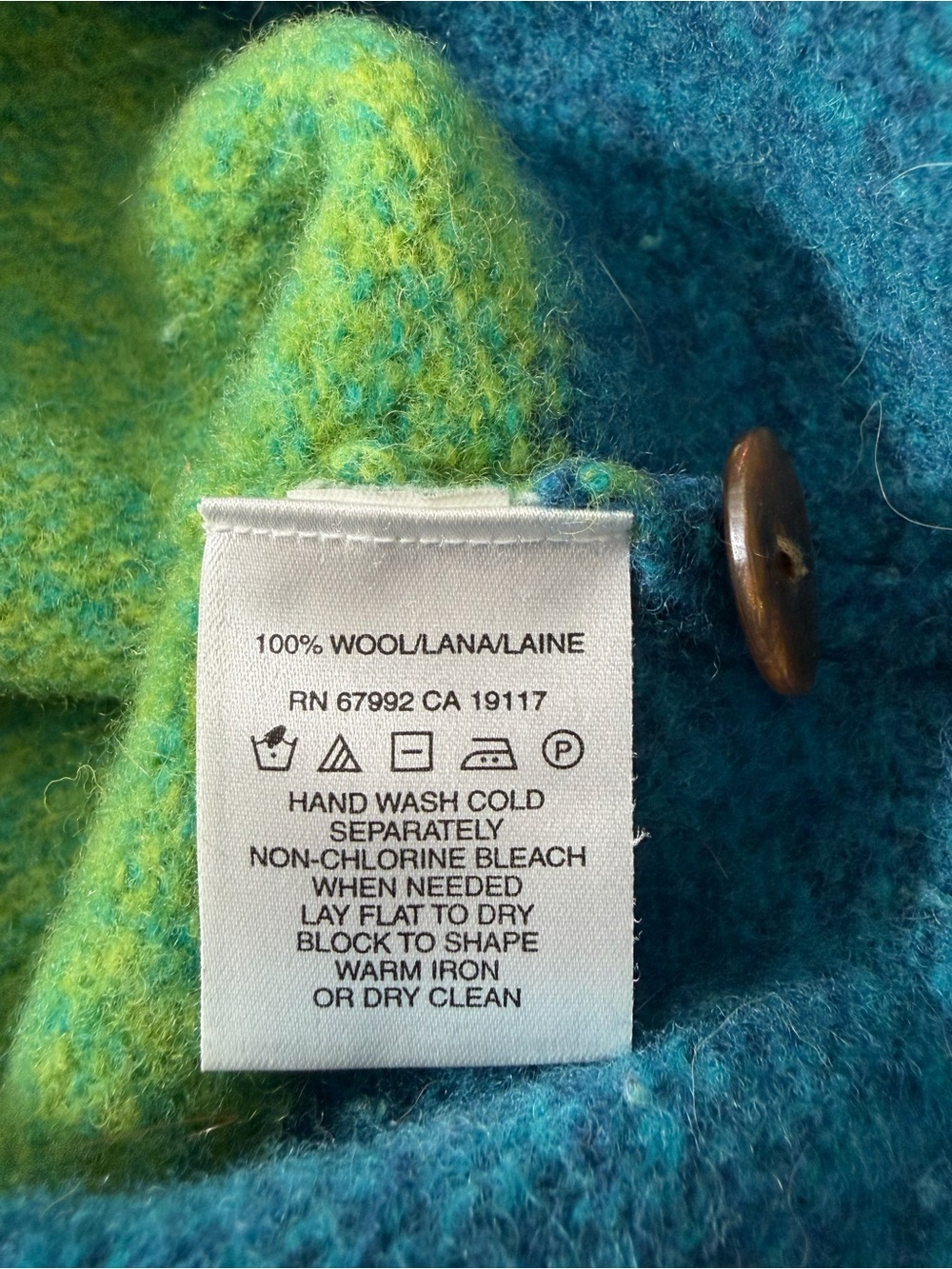 Sigrid Olsen Vintage Green & Teal Colorblock 100% Wool Sweater - Size S - Picture 6 of 9